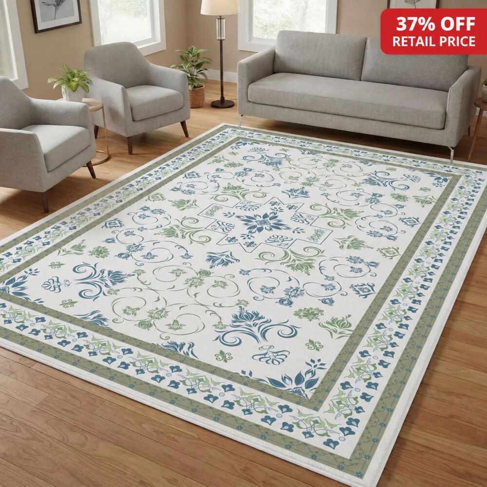 Brand New Tinideya Oushak Area Rug – Blue & Green, 8' × 10'